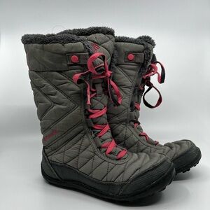 Columbia Gray and Pink 200 gram Quilted Winter Boots Girls Size 2